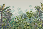 Tropical Jungle Mural Illustration, a Decorative Illustration by Mughal Wallpaper (Thumbnail 1 of 3)