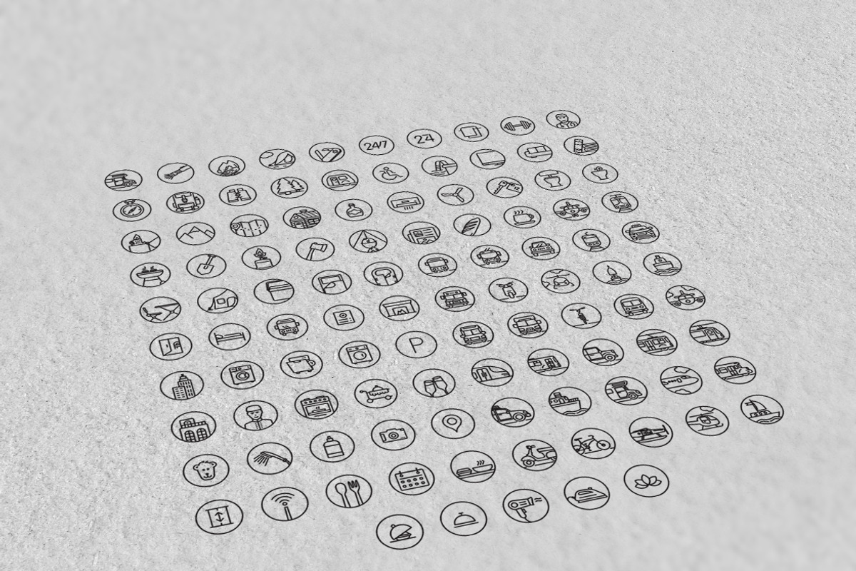 100+ Line Travel Icons for $14, an Outline Icon by Babic Goran (Photo 2 of 2)