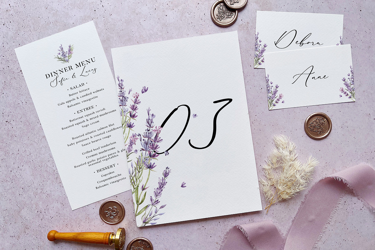 Sweet Lavender Wedding Suite, an Invitation Template by BlueRobinDesignShop (Photo 4 of 5)
