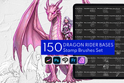 Dragon Rider Bases Procreate Stamps, a Brush Add-On by Selentaori Studio (Thumbnail 1 of 11)