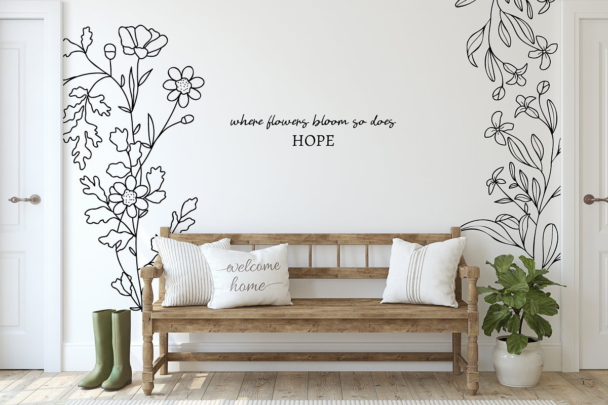 Wildflowers Line Art No:7, a Texture Illustration by Kaya Fonts (Photo 4 of 17)