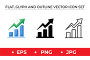 Growth Chart Icon Set - 3 Styles, an Outline Icon by Artonix (Thumbnail 1 of 2)