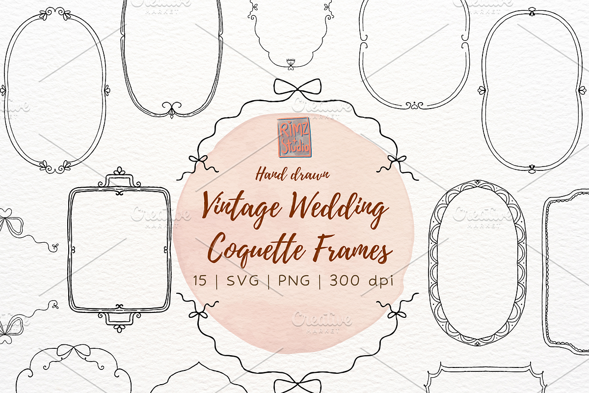 Vintage Wedding Coquette Frames Set, an Illustration by RimzStudio (Photo 1 of 11)