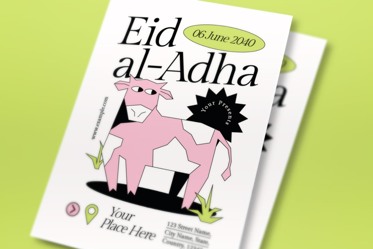 Green Eid al-Adha Flyer Set, a Flyer Template by graphicook (Photo 3 of 6)