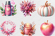 Watercolor Pink Autumn Fall Clipart, an Illustration by Black Bird Studio (Thumbnail 4 of 4)