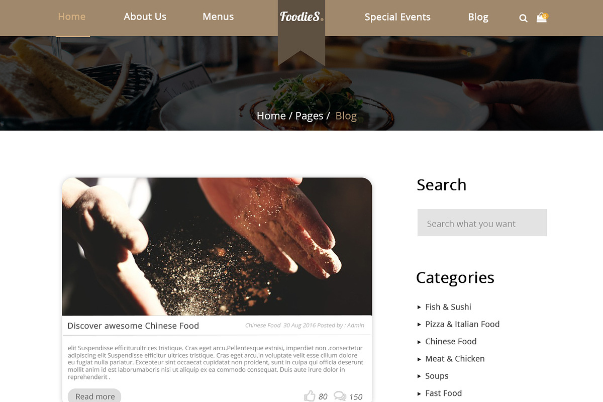 Foodies-Food&Restaurant PSD Template, a Websites & App Template by temRam (Photo 26 of 33)