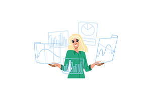 Businesswoman analyzing statistical, a Finance Illustration by pikepicture
