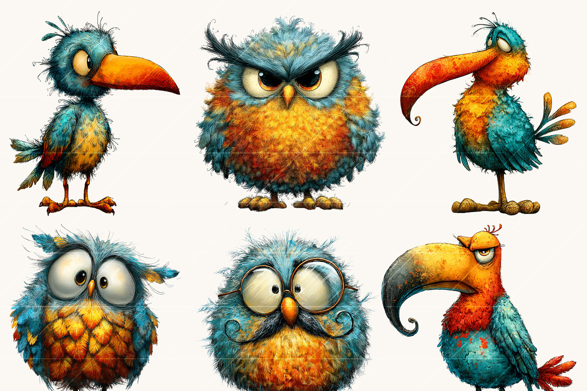 Whimsical Funny Birds Clipart, an Animal Illustration by Design Scotch (Photo 2 of 9)