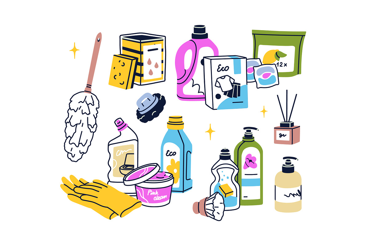 Clean products, household tools set, an Object Illustration by Good Studio (Photo 4 of 5)