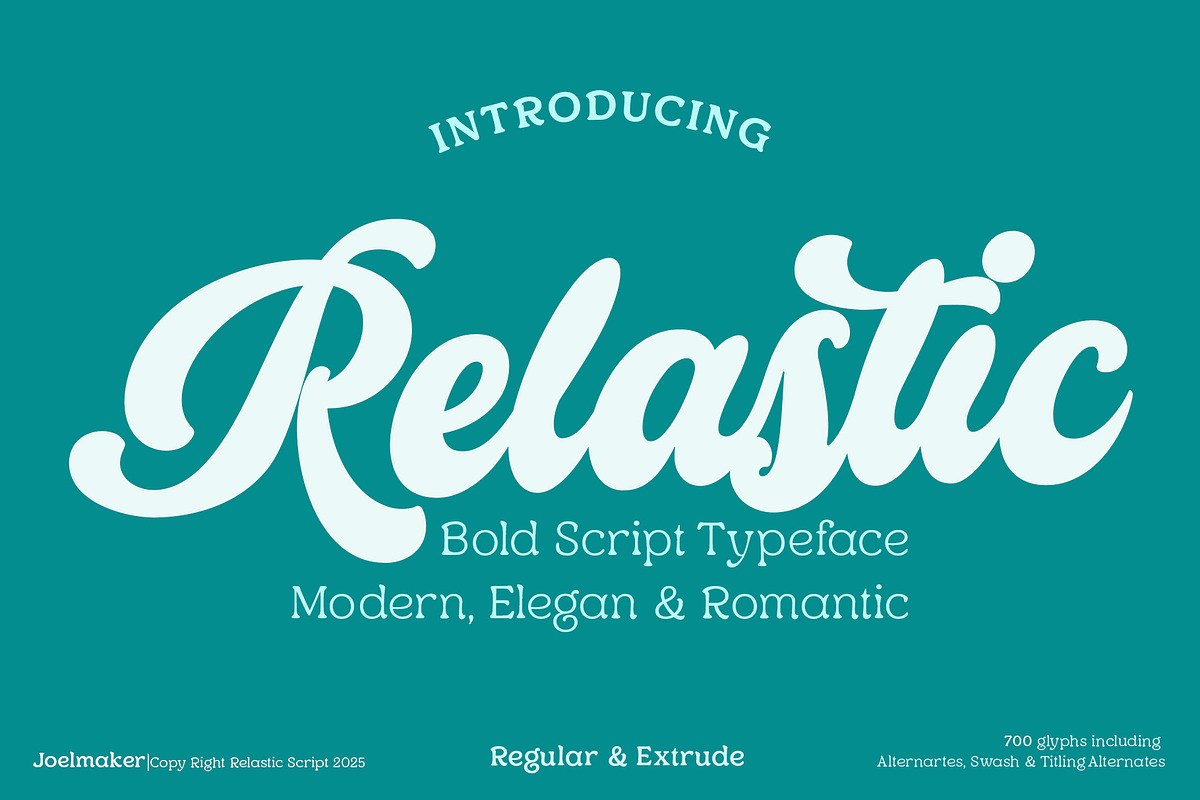 Relastic Script, a Script Font by joelmaker (Photo 1 of 18)