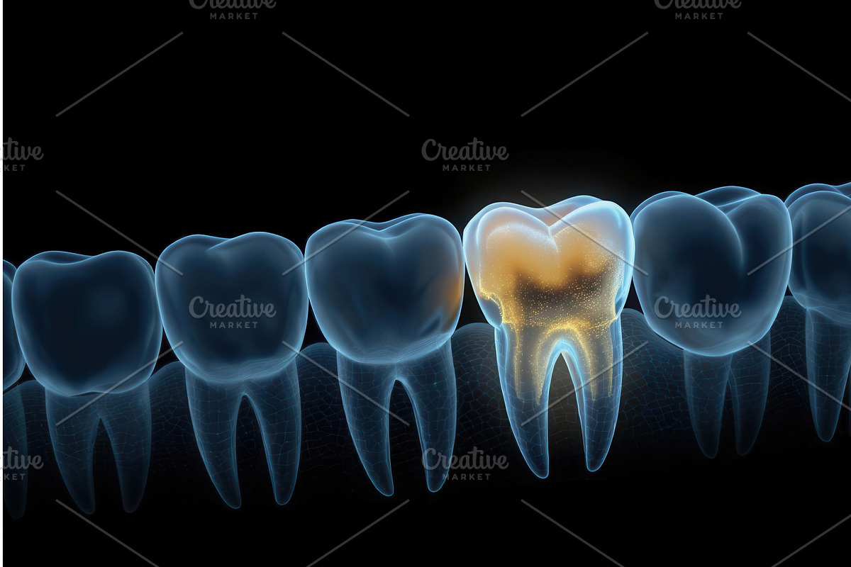 X-ray illustration of human teeth, an Illustration by tilialucida