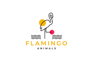 the flamingos beauty line color logo, a Branding & Logo Template by devastd