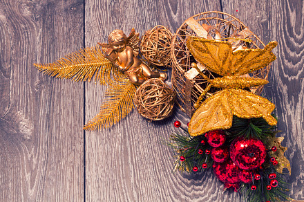 Christmas background with festive decoration and toys wood background, a Holiday Photo by Life For Photo