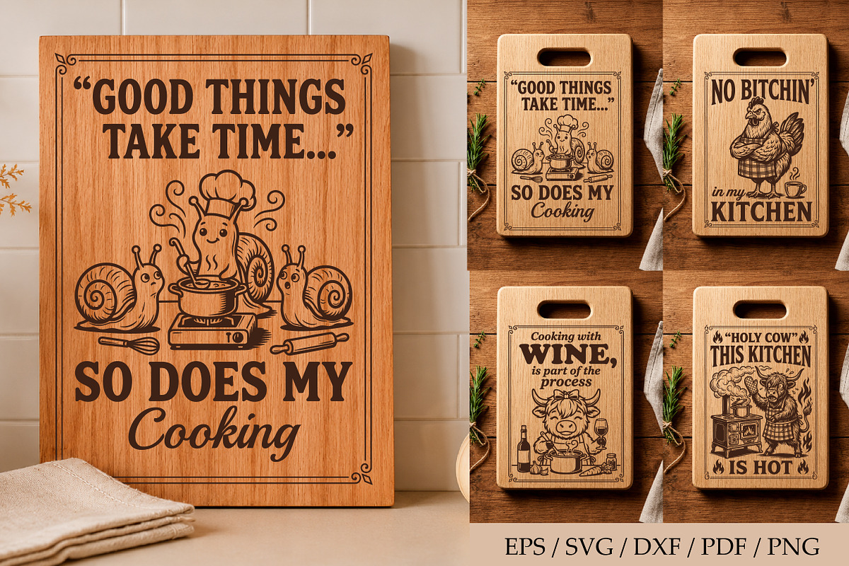 Funny Kitchen Cutting Board SVG, a Seasonal Illustration by Libby Wishes (Photo 1 of 3)