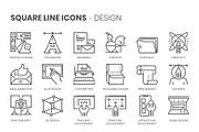 Square line icons, an Outline Icon by Howcolour (Thumbnail 6 of 85)