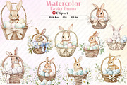 Watercolor Easter Bunny Clipart, an Illustration by Watercolor design (Thumbnail 1 of 11)