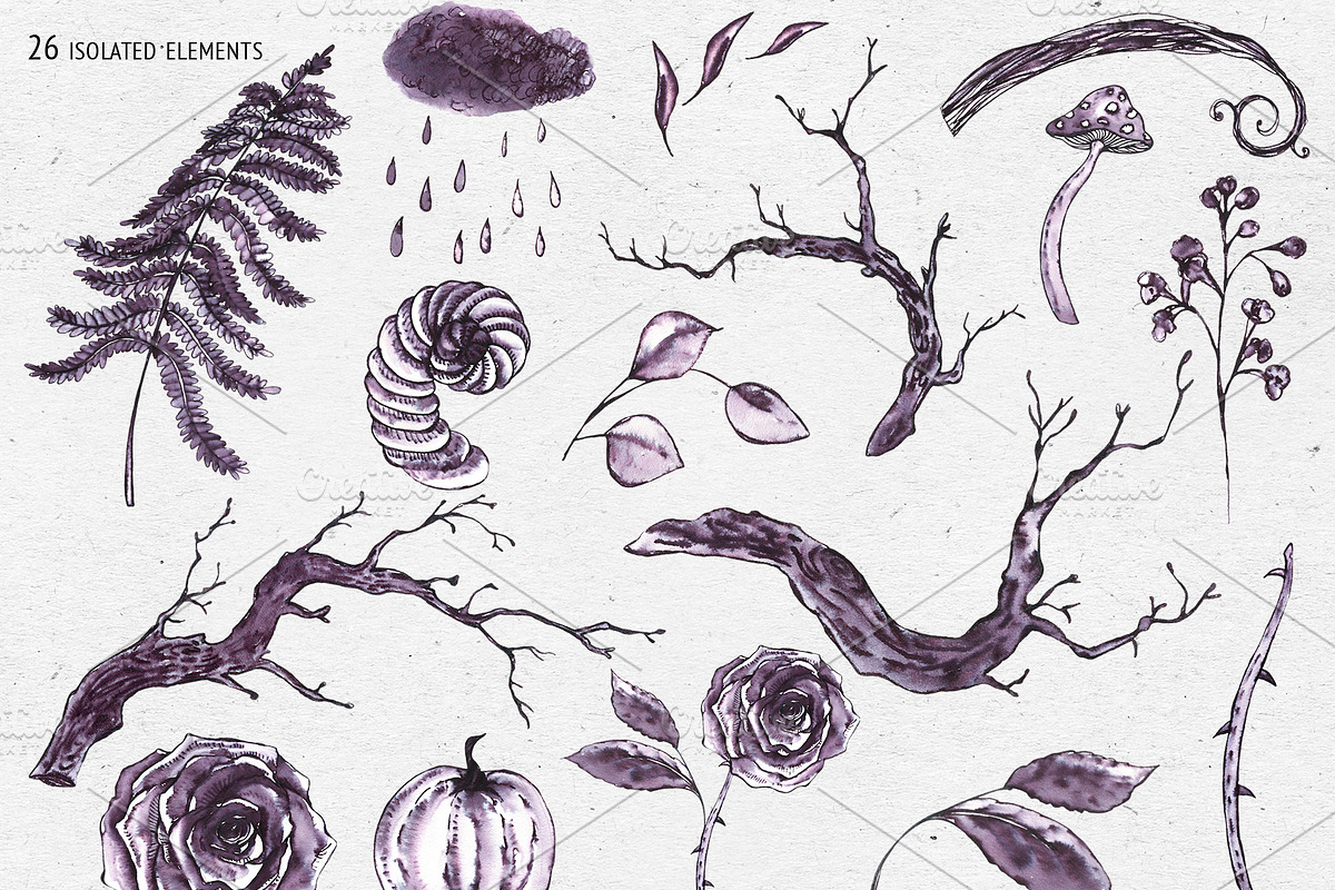 Creepy Halloween Clipart, a Seasonal Illustration by Depiano (Photo 2 of 10)