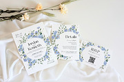 Blue Floral Wedding Invite Templates, an Invitation Template by Cottontail Paper Shop (Thumbnail 2 of 7)