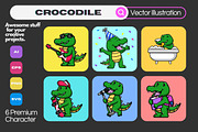 Cute Crocodile Cartoon Vector Icons, an Animal Illustration by Artstorystudio (Thumbnail 1 of 7)