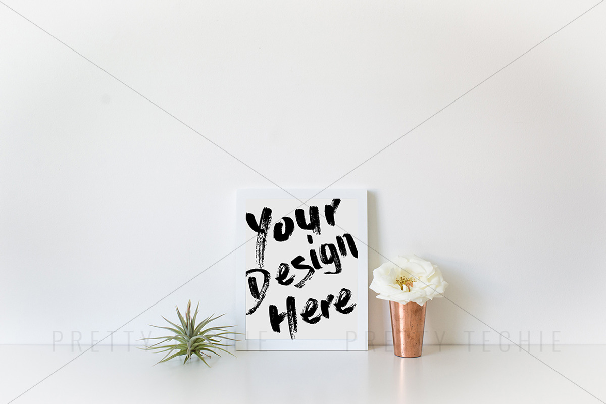 White Frame Floral Styled Mockup, a Print Template by Pretty Techie (Photo 1 of 2)