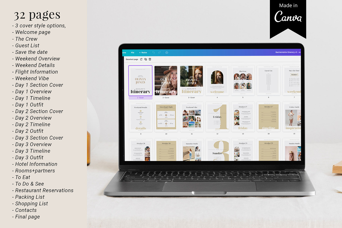 Bachelorette Itinerary Template, a Magazine Template by 3.14&Co (Photo 2 of 9)