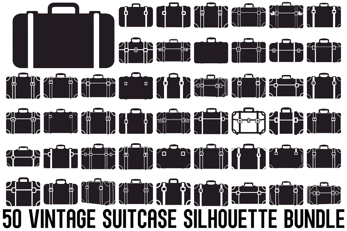 Vintage Suitcase Silhouette Bundle, an Illustration by Artivon (Photo 1 of 51)