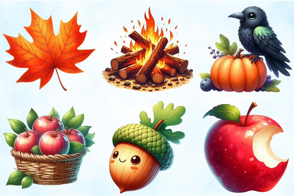 Watercolor Autumn Clipart, an Illustration by Craft Nest (Photo 4 of 5)