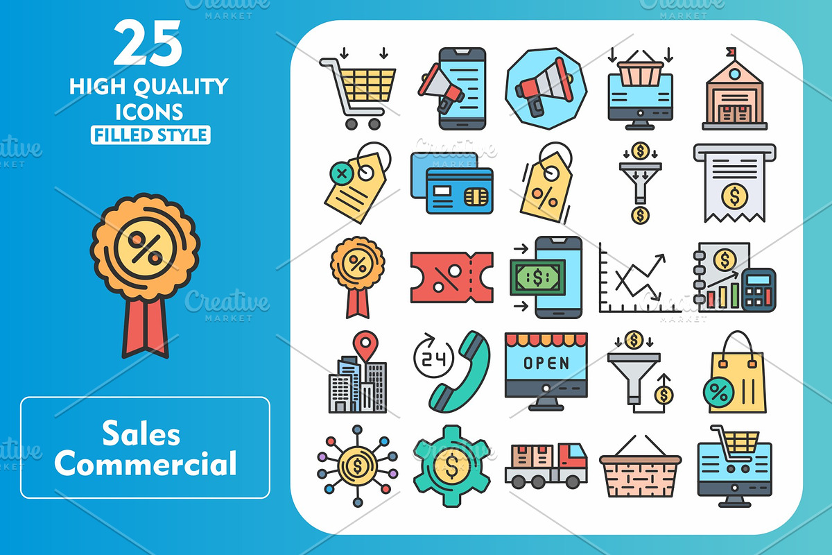 Sales Commercial 25 Line Filled Icon, an Icon by Pexelpy