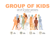 Group of Kids – Two Color Set, a Person Illustration by Stafeeva (Thumbnail 2 of 6)
