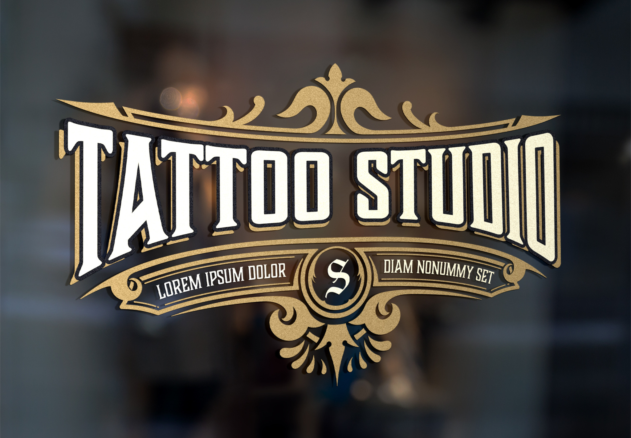 Vintage Tattoo Logo with Gold Elemen, a Branding & Logo Template by ...