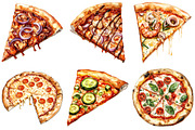 Watercolor Pizza Clipart, an Illustration by Craft Nest (Thumbnail 4 of 6)