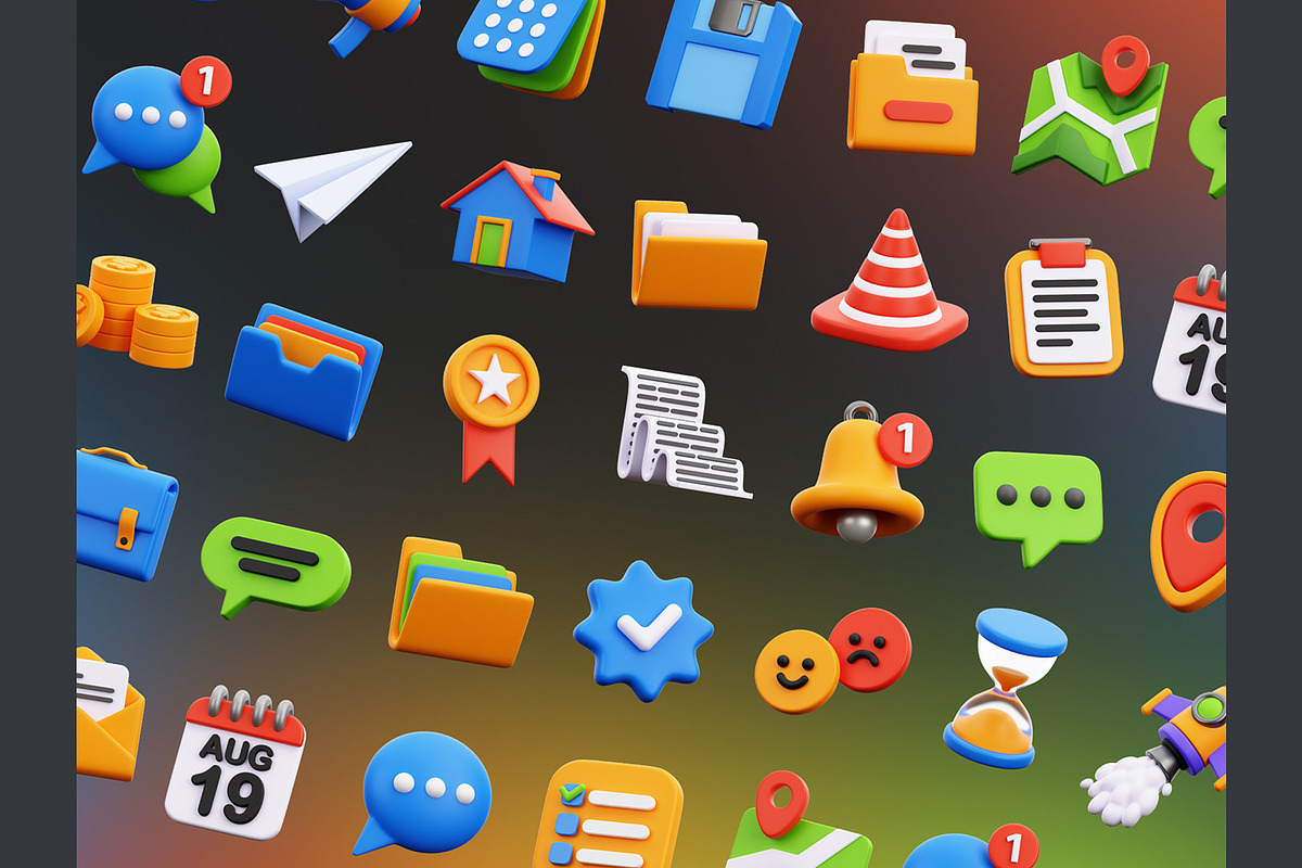 UI KIT Elements 3D Icons, an Object 3D Model by Rakata Studio (Photo 6 of 7)