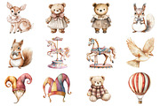 Vintage Watercolor Cute Circus Party, an Illustration by CitraGraphics (Thumbnail 4 of 5)