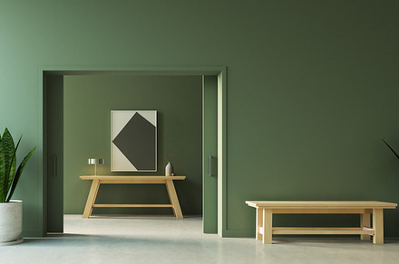 Green wall foyer hallway and lobby, an Architecture Photo by TONTECTONIX