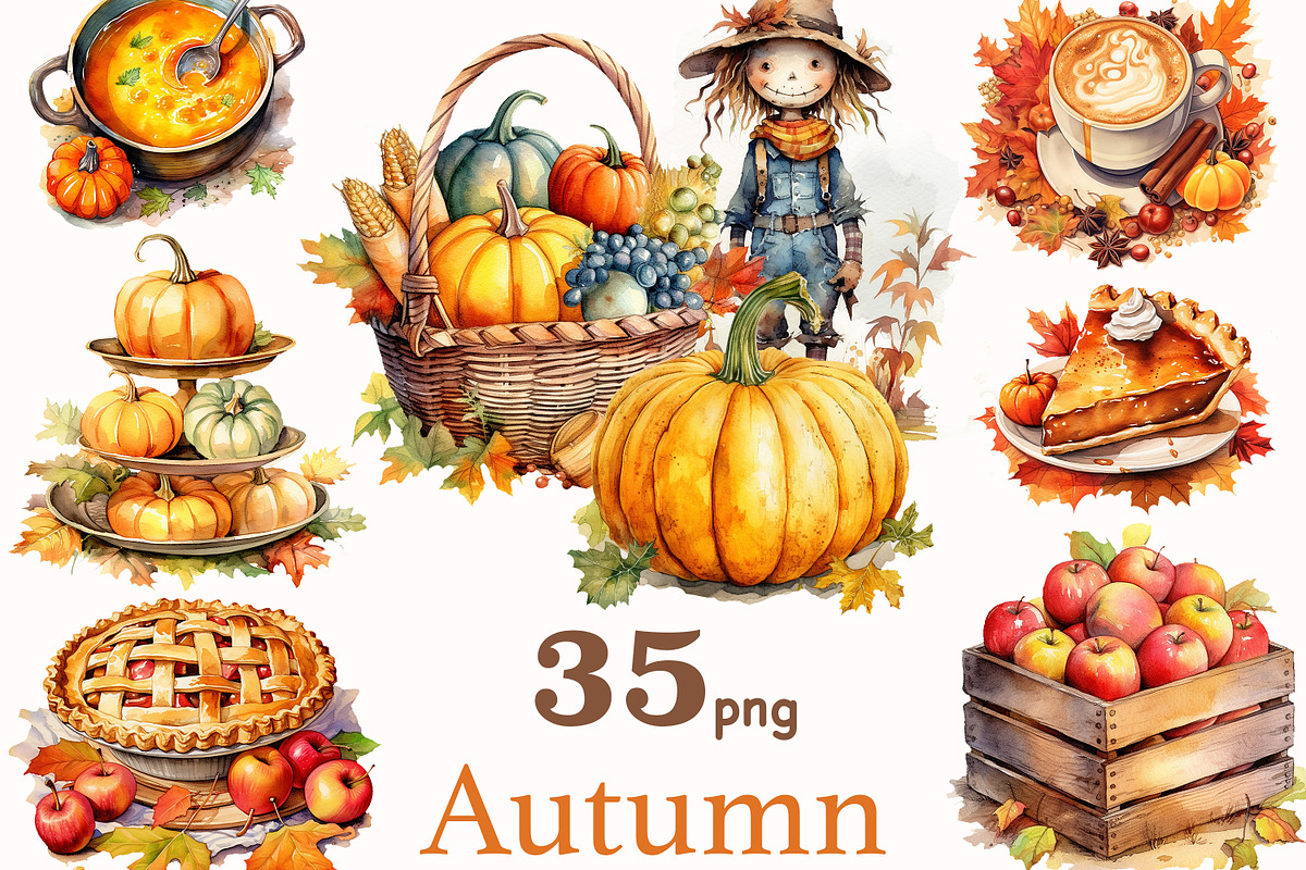Autumn Vibes Clipart | Cozy Fall, a Seasonal Illustration by GlamArtZhanna (Photo 1 of 5)
