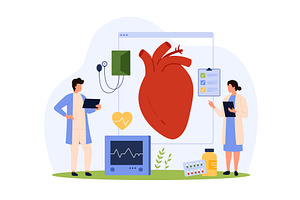 Diagnosis and treatment of heart, an Object Illustration by Flashvector
