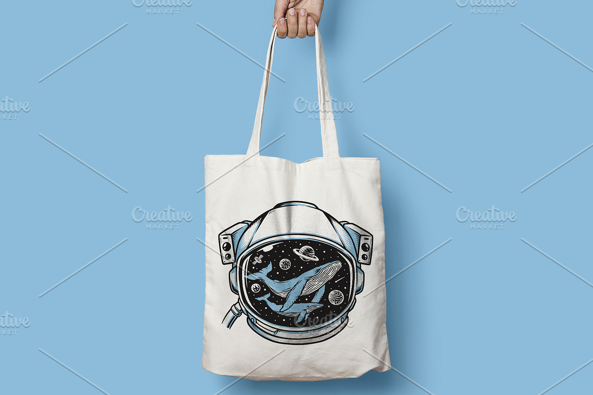whale in astronaut helmet, an Animal Illustration by gunaonedesign (Photo 3 of 4)