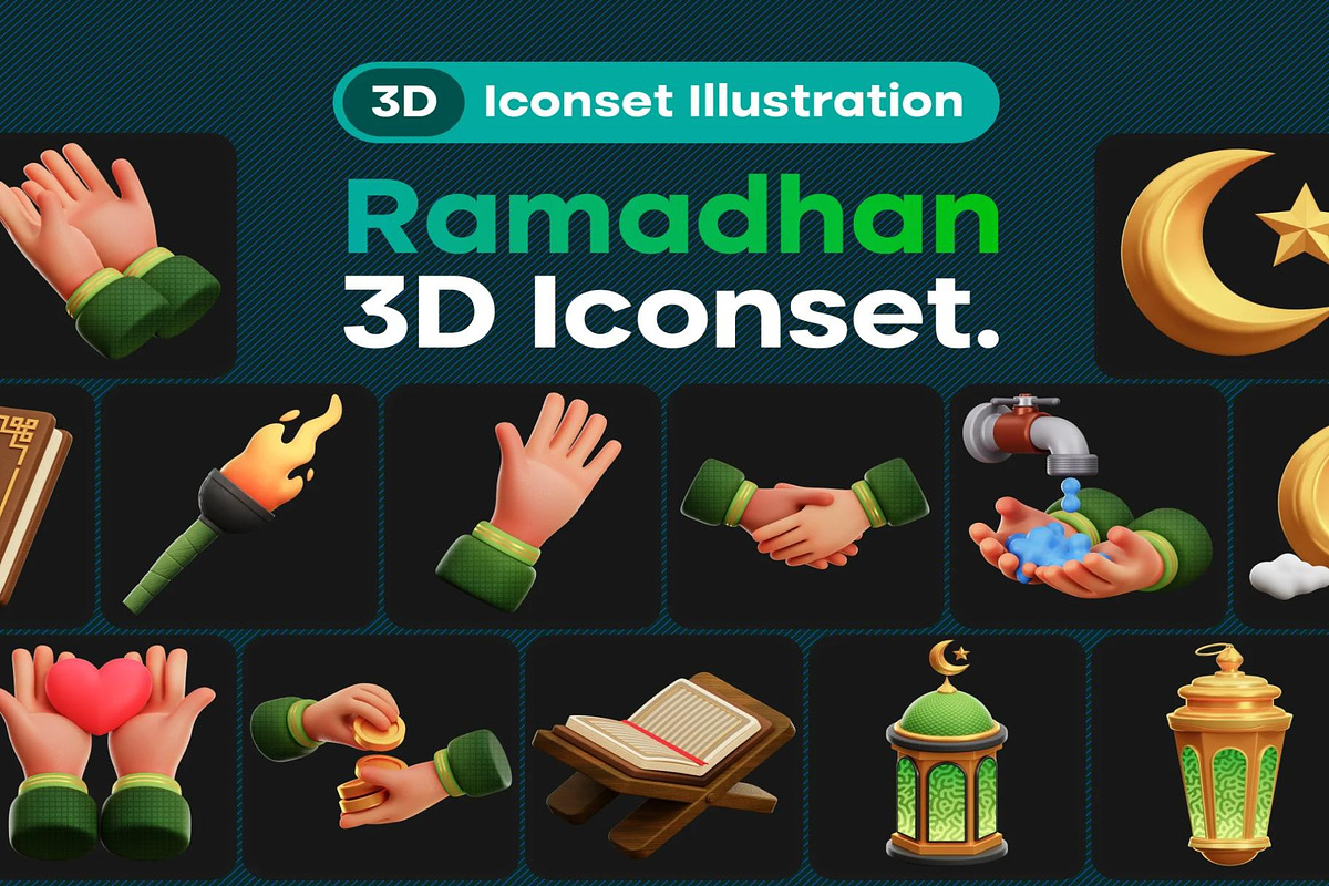 Ramadhan 3D Icons Illustration, an Illustration by Lumina_ui_ux202 (Photo 1 of 8)