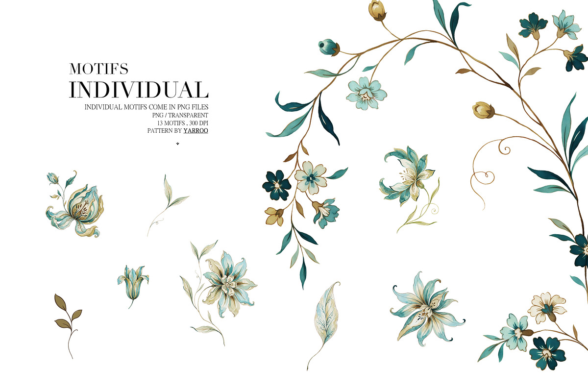 BOTANICAL CHINTZ_ WATERCOLOR PATTERN, a Pattern Graphic by YARROO (Photo 9 of 13)