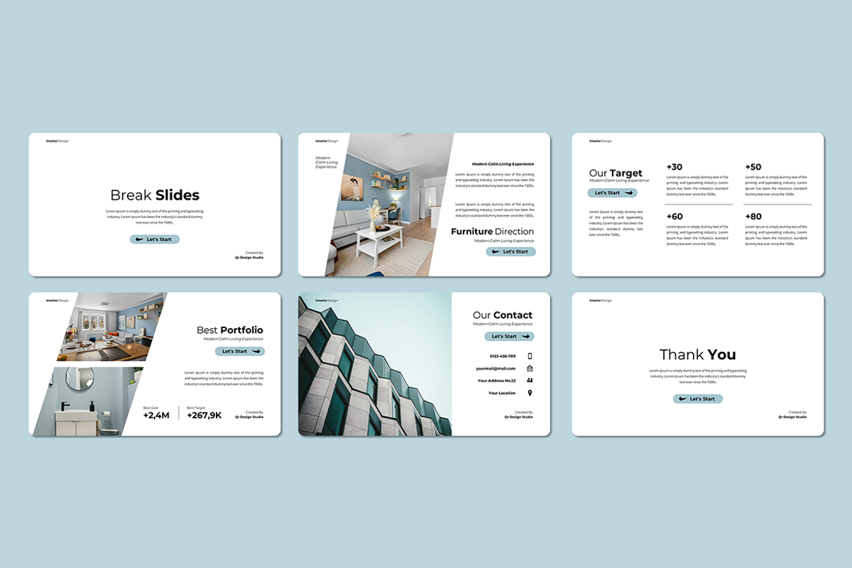 Blue Interior Design - Google Slides, a Presentation Template by QR Design Studio (Photo 3 of 3)