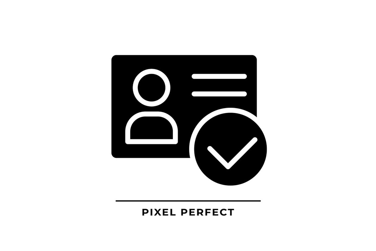 Identity verified black glyph icon, an Icon by IMG Visuals