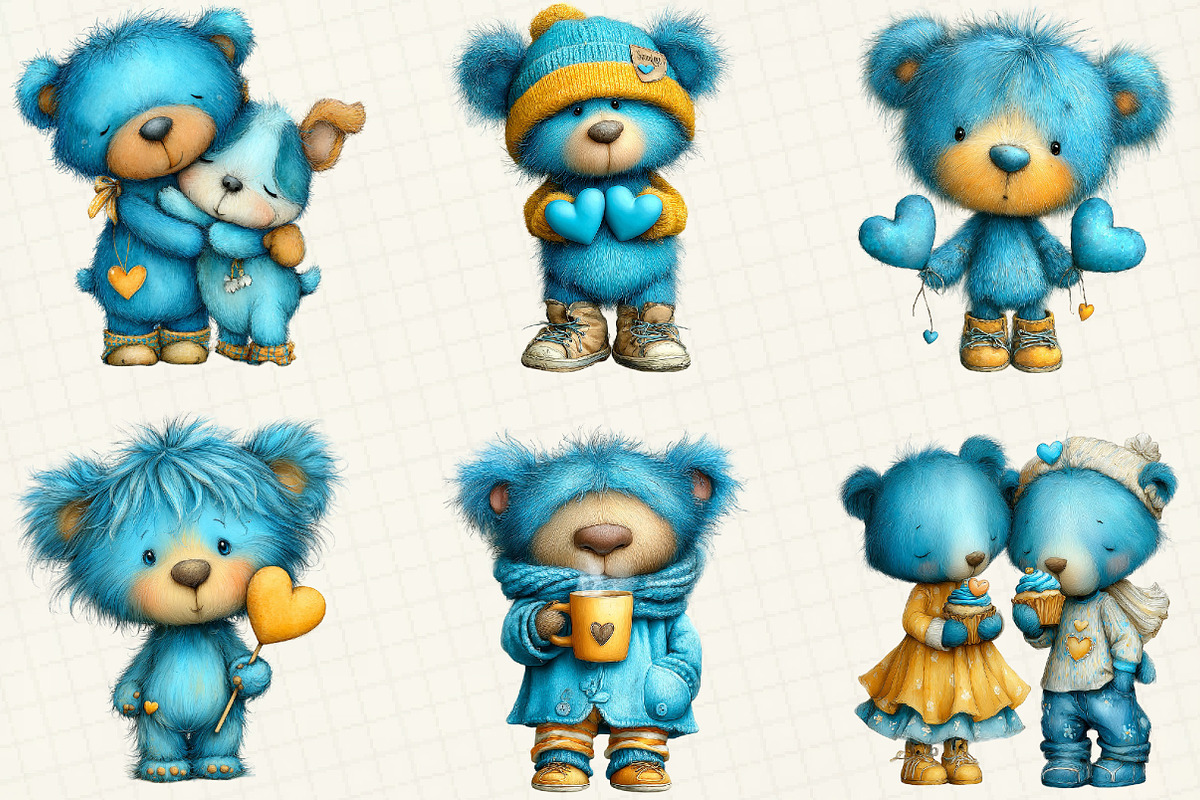 Quirky Valentine Teddy Bear Clipart, an Illustration by DreamCafeArt (Photo 2 of 6)