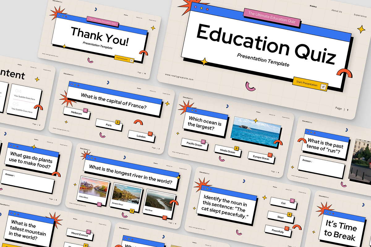 Education Quiz Presentation, a Presentation Template by Annora Studio