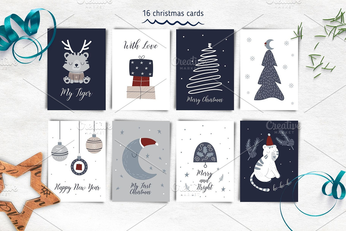 Tiger Christmas Collection, an Animal Illustration by Iryna Danyliuk (Photo 10 of 16)