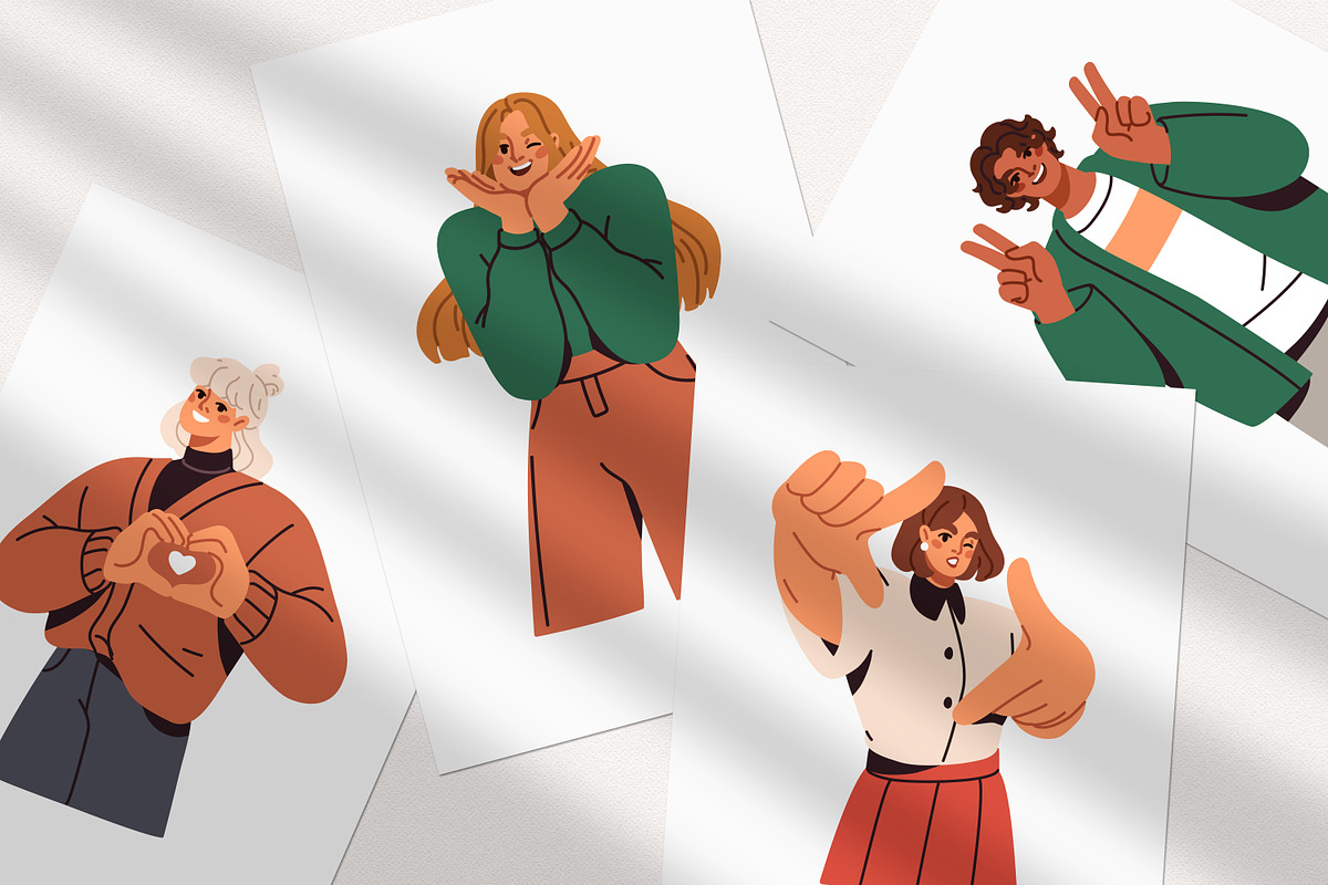 Happy people posing for portrait set, a Person Illustration by Good Studio (Photo 7 of 7)
