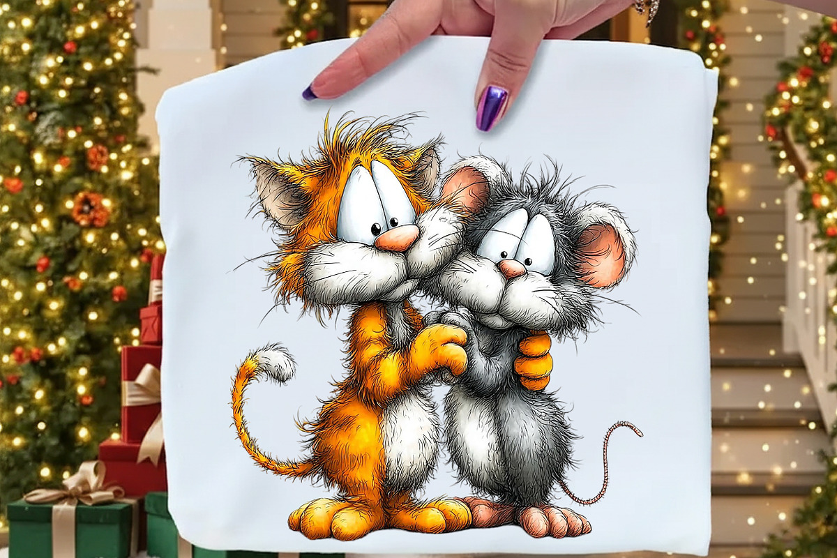 Quirky Cat and Mouse Best Friends, an Illustration by Craft Nest (Photo 2 of 9)