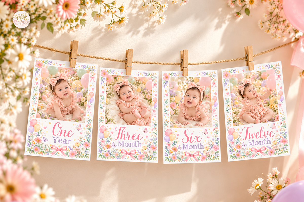 Baby Monthly Milestone Photo Canva, a Marketing Template by KennedyStudio (Photo 1 of 9)