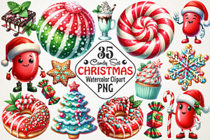 Christmas Candy Sublimation Clipart, an Illustration by RobertsArt