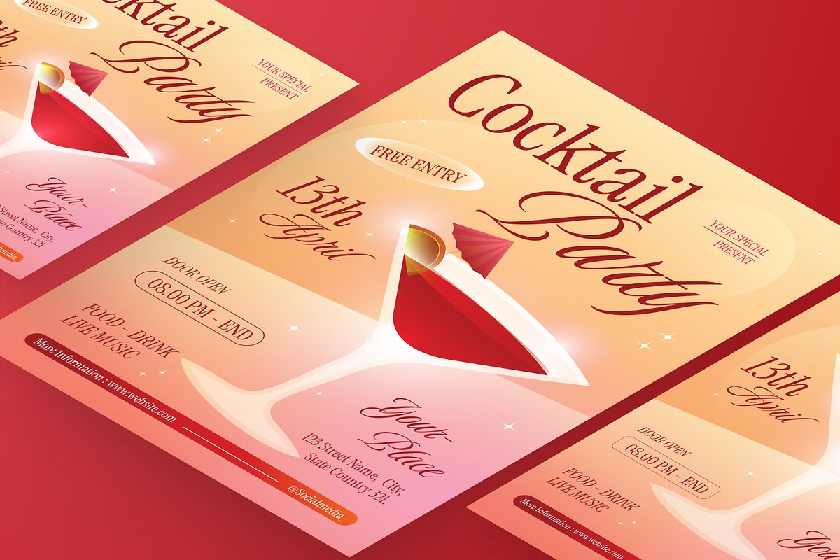 Cocktail Party Flyer Set, a Flyer Template by Annora Studio (Photo 3 of 6)