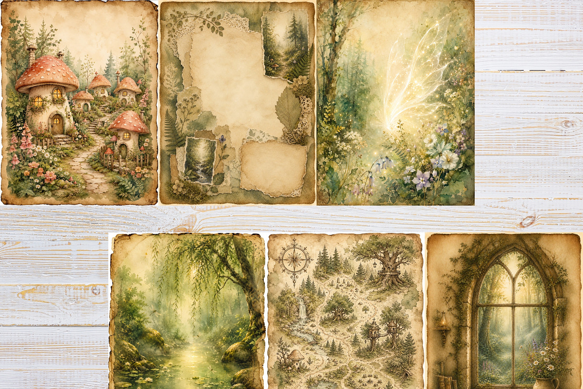 Fantasy Forest Junk Journal Pages, a Background Graphic by LA Design (Photo 4 of 10)